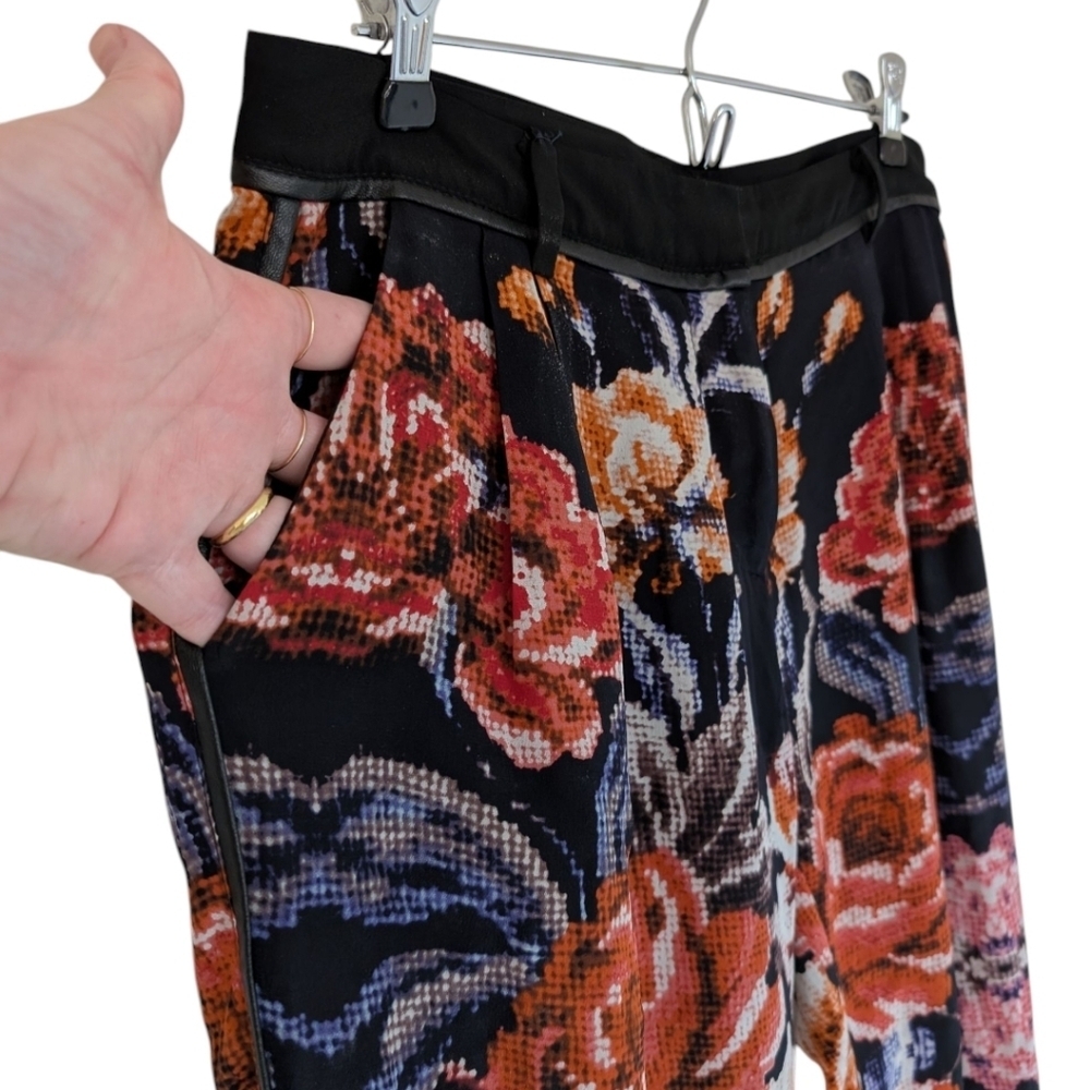Greylin Paloma 100 Silk Floral Pants Women Small Black Anthropologie - Picture 5 of 12
